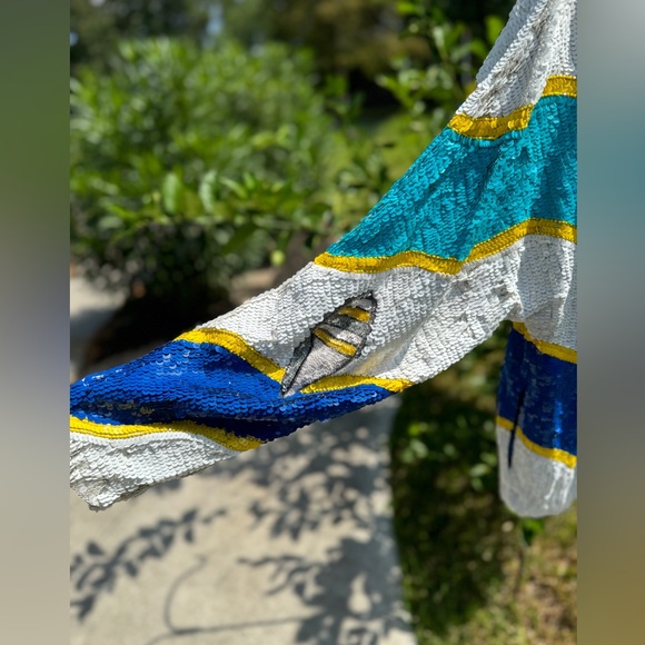 Vintage Cache Nautical Sequin Coat, oversized small. - Picture 5 of 11